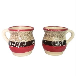 Mexican Handcrafted Clay Mugs set of 2